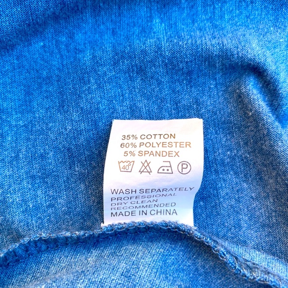 Side Button Detail Long Sleeve Tee Shirt | S | Blue - Picture 5 of 5